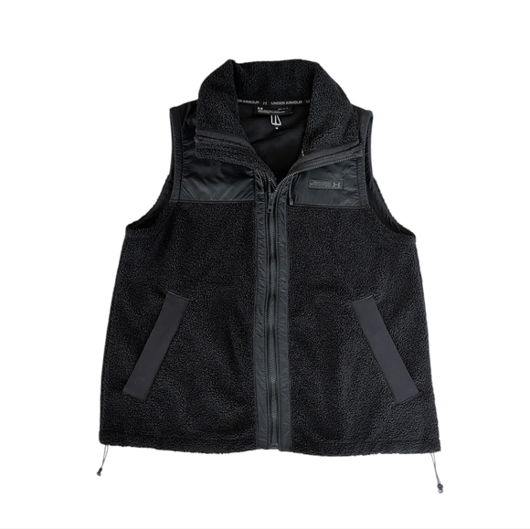Under Armour Jackets & Blazers - Under Armour Loose Mission Sherpa Fleece Full Zip Vert LARGE Black Zip Pockets